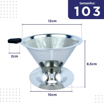Filtro de Café 103 Inox Coador Grande Sem Papel