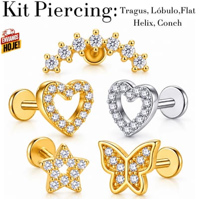 Piercing Tragus Aço Inox com Zircônia