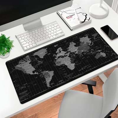 Mousepad Gamer Mapa Mundi 70x35cm Preto