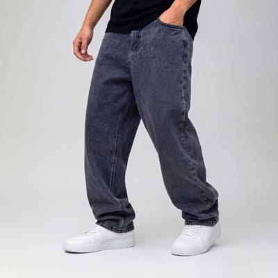Calça Balão Jeans Masculina Marmorizada