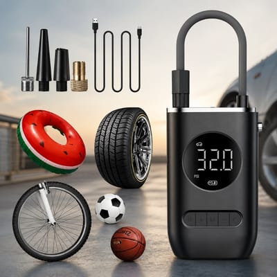 Mini Compressor de Ar Digital com Lanterna LED
