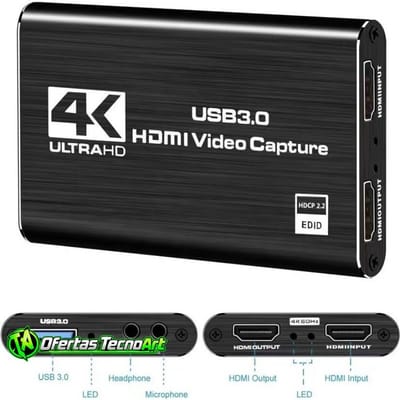 Placa de Captura de Vídeo 4K 1080p 60fps HDMI USB 3.0