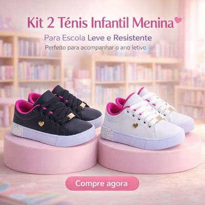 Kit 2 Pares Tênis Infantil Menina Escolar