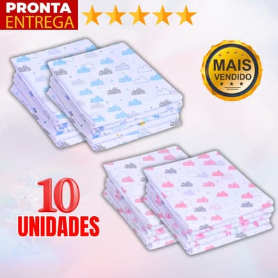 Kit 10 Fraldas de Pano Estampadas 60x60