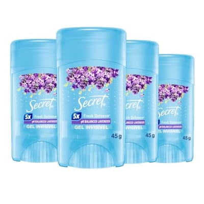 Kit Desodorante Secret Gel Invisível Lavanda 4x45g
