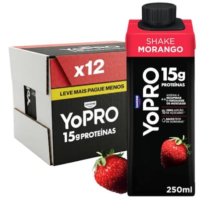Kit 12x Bebida Láctea YoPRO Morango 250ml 15g Proteínas