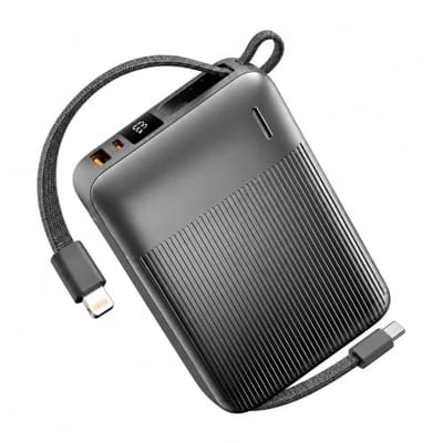 Power Bank 20000mAh Basike com 2 Cabos USB-C e Lightning