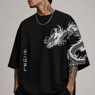 Camiseta Oversized Dragão Streetwear 100% Algodão