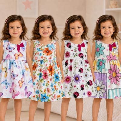 Vestido Infantil com Laço e Estampa Floral