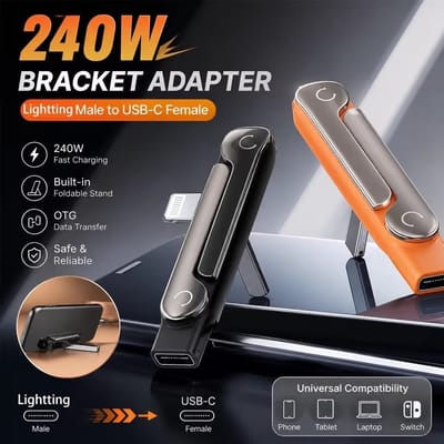 Adaptador USB Tipo-C Lightning 240W Dobrável