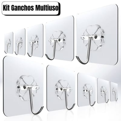 Kit Ganchos Adesivos Transparente (Até 20 Unidades)