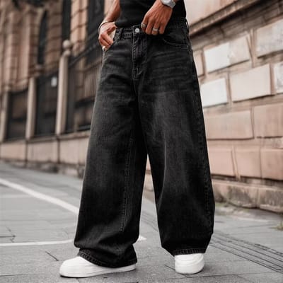 Calça Balão Jeans Baggy Boca Larga Unissex