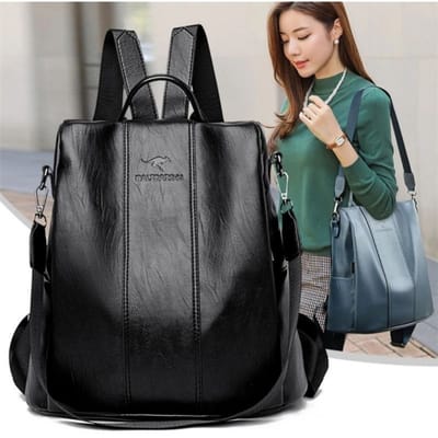 Mochila Anti-roubo de Couro Vintage de Alta Capacidade