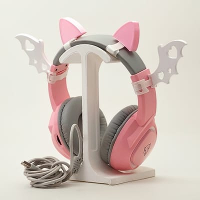 Orelha de Gato e Asinhas para Fone Gamer Rosa