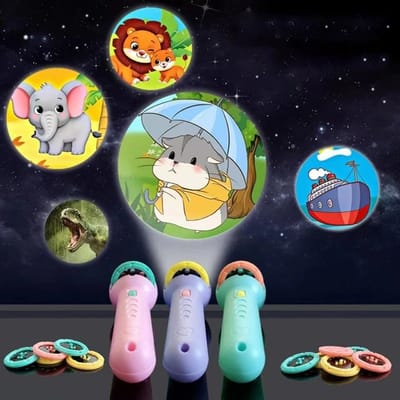 Projetor de luz infantil com 3 cartões e 24 imagens
