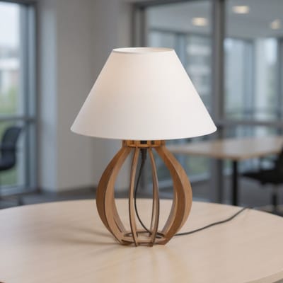 Abajur de Mesa MDF Modelo Bola Luminária Marrom