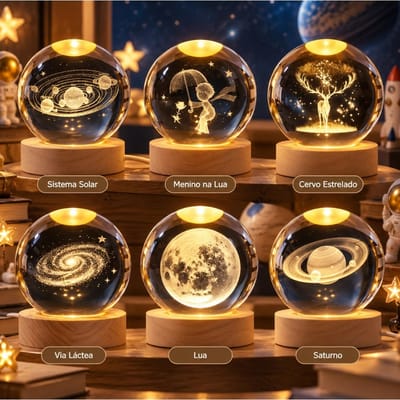 Luminária Decorativa Globo LED Lua Via Láctea