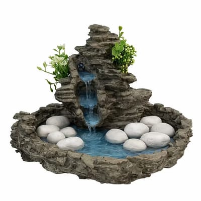Fonte De Água Cascata Pedra Em Resina Decorativa Com Bomba
