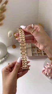 Pulseira Feminina De Metal Para Apple Watch Band Série 10 9 8 7 6 3 5 se De Aço Inoxidável De Luxo iWatch 42mm 46mm Ultr