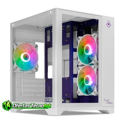 Gabinete Gamer Mancer CV100 Purple Edition Branco com 3 Fans