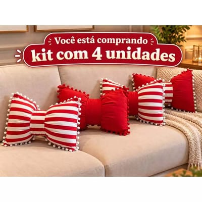 Kit 4 Almofadas Natal Laço Retangular
