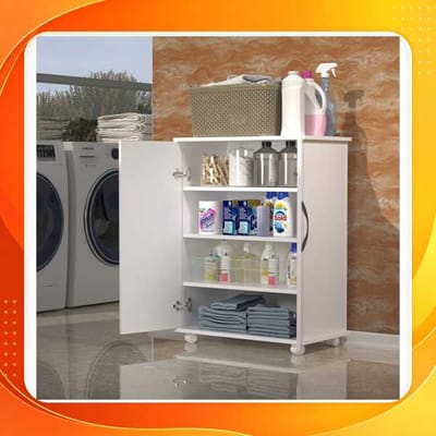Armário Balcão 5 Prateleiras Branco Com Rodinhas