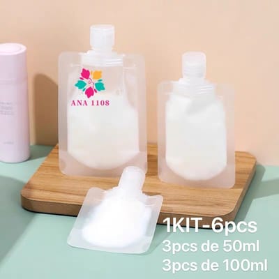 Kit 6 Frascos Plásticos 50/100ml para Viagem