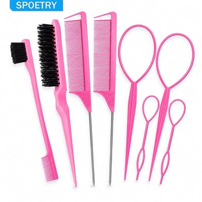 Kit 8 Peças Profissional para Modelagem e Tranças com Cortador