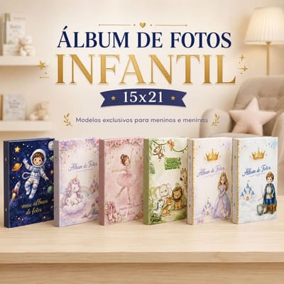 Álbum Infantil 15x21 Capa Dura 40 a 100 Fotos