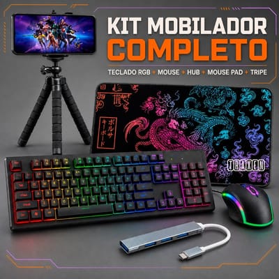 Kit Mobilador Completo Teclado Mouse Gamer RGB Hub Type C