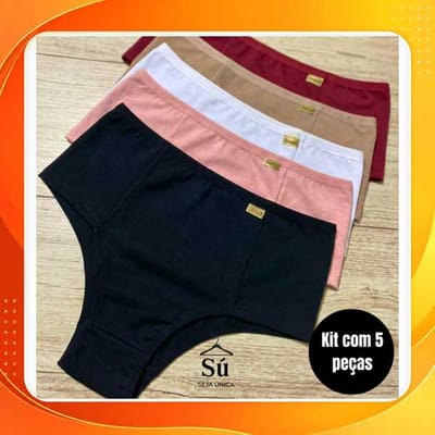 Kit com 5 ou 2 Calcinhas Cintura Alta Zero Culote