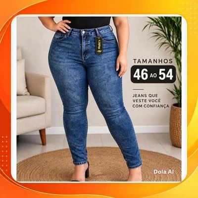 Calça Jeans Azul Skinny Plus Size Femina Marmorizada