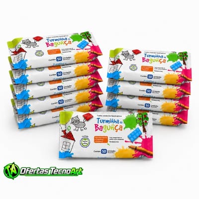 Kit 10 Pacotes Toalhas Umedecidas Turminha da Bagunça