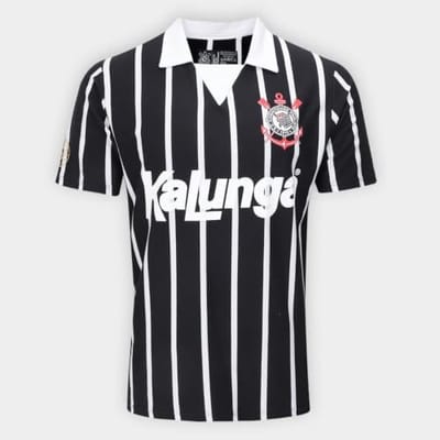 Camisa Polo Retrô Kalunga Corinthians Masculina Preta