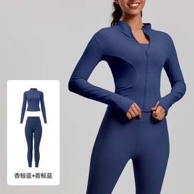 Conjunto Jaqueta Esportiva Alta Elasticidade Ioga Fitness