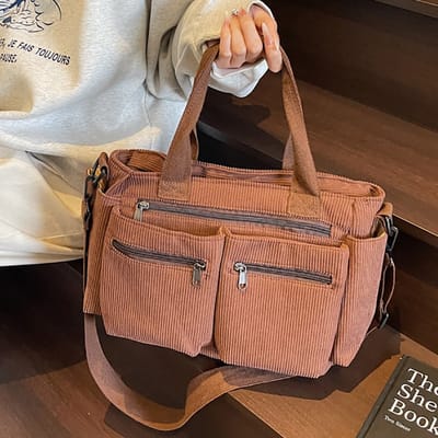 Bolsa Tote Feminina Canelada Grande com Alça Ajustável