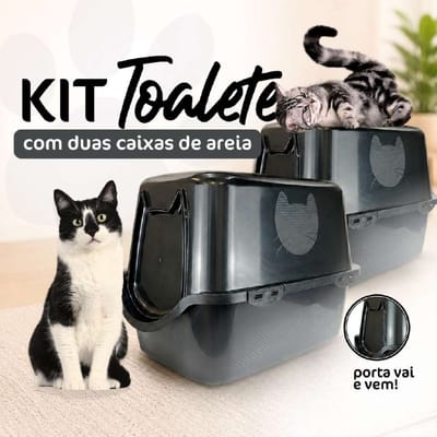 Kit 2 Caixas de Areia Fechadas para Gato Antiodor