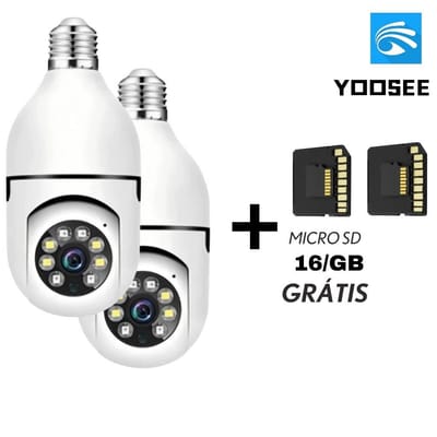 Kit 2 Câmera Segurança Lâmpada WiFi 360° Yoosee Full HD
