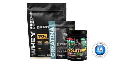 Kit Whey Core 900g + Pré-Treino Evolution 300g + Creatina 150g