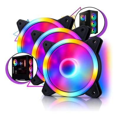 Kit 3 Ventoinha RGB 120mm para Gabinete PC Gamer