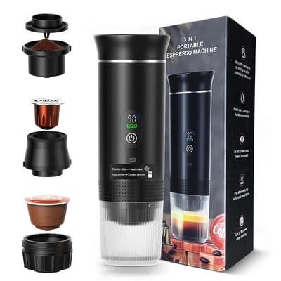 Máquina de Café Portátil 3 em 1 para Cápsulas e Café em Pó