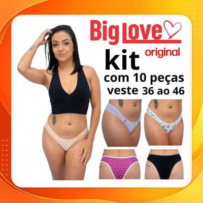 Kit com 10 Calcinhas Algodão Tanga Asa Delta 36 ao 46