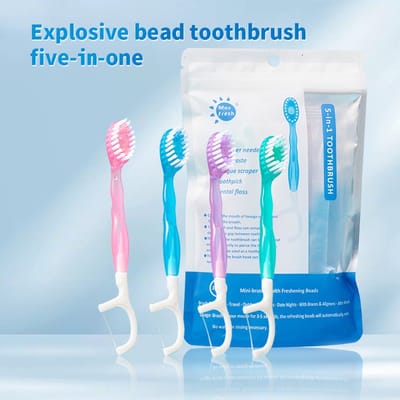 Escova de Dentes Viagem 4 em 1 Kit 12 Unidades