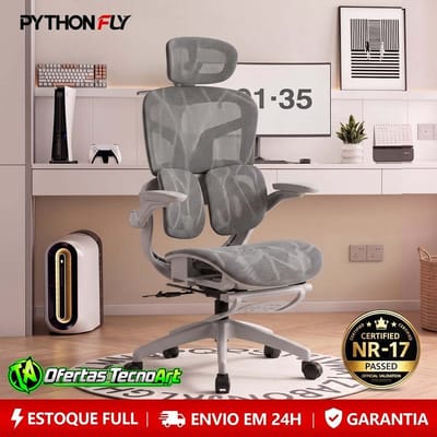 Cadeira Ergonomica com Encosto 4D e Coluna S Mesh Respiravel