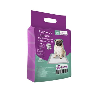 Tapete Higiênico 50x60cm 50 Unidades Absorvente com Fita Colante