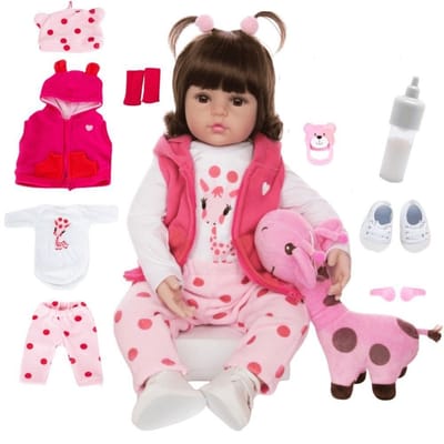 Boneca Reborn Bebe Girafinha Luxo Realista de Silicone