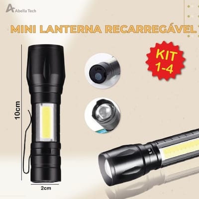 Mini Lanterna LED Tática USB Portátil Recarregável