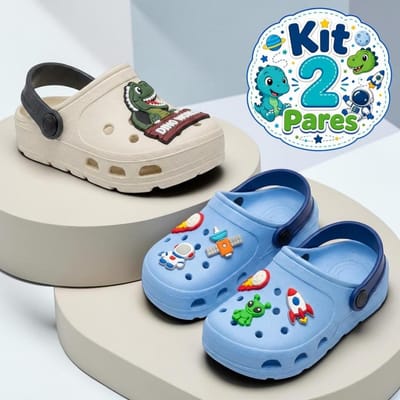 Kit 2 Pares Sandália Babuche Infantil Menino
