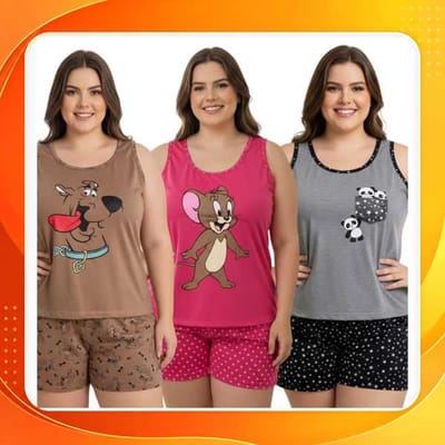 Baby Doll Feminino Plus Size Regata Estampado