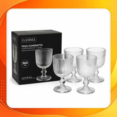 Jogo 4 Taças Cameratta 360ml Vidro Canelado
